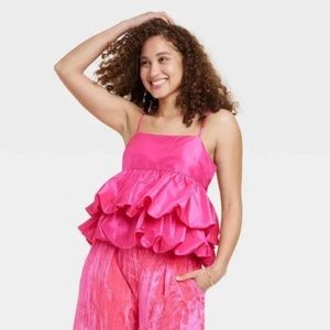 Tiered taffeta tank top